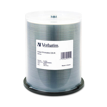 Verbatim® Cd-r Printable Recordable Disc, 700 Mb, 52x, Spindle, White, 100-pack freeshipping - TVN Wholesale